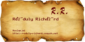 Ráduly Richárd névjegykártya