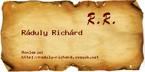 Ráduly Richárd névjegykártya