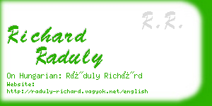 richard raduly business card